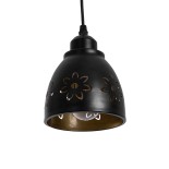 GloboStar® COOLIE 01479 Μοντέρνο Κρεμαστό Φωτιστικό Μονόφωτο Καμπάνα 1 x E27 IP20 Μαύρο & Χρυσό Μέταλλο - Μ12.5 x Π12.5 x Υ11.5cm