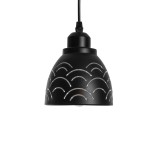 GloboStar® COOLIE 01482 Μοντέρνο Κρεμαστό Φωτιστικό Μονόφωτο Καμπάνα 1 x E27 IP20 Μαύρο & Ασημί Μέταλλο - Μ12.5 x Π12.5 x Υ11.5cm