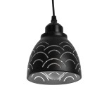 GloboStar® COOLIE 01482 Μοντέρνο Κρεμαστό Φωτιστικό Μονόφωτο Καμπάνα 1 x E27 IP20 Μαύρο & Ασημί Μέταλλο - Μ12.5 x Π12.5 x Υ11.5cm