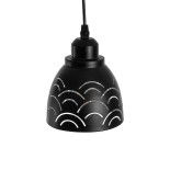 GloboStar® COOLIE 01482 Μοντέρνο Κρεμαστό Φωτιστικό Μονόφωτο Καμπάνα 1 x E27 IP20 Μαύρο & Ασημί Μέταλλο - Μ12.5 x Π12.5 x Υ11.5cm