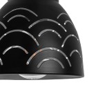 GloboStar® COOLIE 01482 Μοντέρνο Κρεμαστό Φωτιστικό Μονόφωτο Καμπάνα 1 x E27 IP20 Μαύρο & Ασημί Μέταλλο - Μ12.5 x Π12.5 x Υ11.5cm