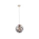 GloboStar® HARPER 01511 Μοντέρνο Κρεμαστό Φωτιστικό Μπάλα Μονόφωτο 1 x E27 IP20 Διάφανο Γυαλί με Χάλκινο Μέταλλο - Μ25 x Π25 x Υ30cm