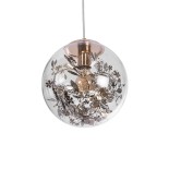 GloboStar® HARPER 01511 Μοντέρνο Κρεμαστό Φωτιστικό Μπάλα Μονόφωτο 1 x E27 IP20 Διάφανο Γυαλί με Χάλκινο Μέταλλο - Μ25 x Π25 x Υ30cm