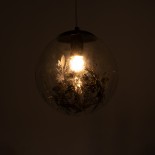 GloboStar® HARPER 01512 Μοντέρνο Κρεμαστό Φωτιστικό Μπάλα Μονόφωτο 1 x E27 IP20 Διάφανο Γυαλί με Μαύρο Μέταλλο - Μ25 x Π25 x Υ30cm
