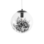 GloboStar® HARPER 01512 Μοντέρνο Κρεμαστό Φωτιστικό Μπάλα Μονόφωτο 1 x E27 IP20 Διάφανο Γυαλί με Μαύρο Μέταλλο - Μ25 x Π25 x Υ30cm