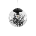 GloboStar® HARPER 01512 Μοντέρνο Κρεμαστό Φωτιστικό Μπάλα Μονόφωτο 1 x E27 IP20 Διάφανο Γυαλί με Μαύρο Μέταλλο - Μ25 x Π25 x Υ30cm