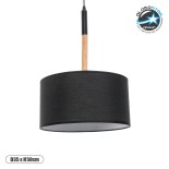 GloboStar® BRONX 01517 Μοντέρνο Κρεμαστό Φωτιστικό Οροφής Μονόφωτο 1 x E27 Μεταλλικό με Μαύρο Καπέλο Φ35 x Y50cm
