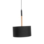 GloboStar® BRONX 01517 Μοντέρνο Κρεμαστό Φωτιστικό Οροφής Μονόφωτο 1 x E27 Μεταλλικό με Μαύρο Καπέλο Φ35 x Y50cm