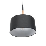 GloboStar® BRONX 01517 Μοντέρνο Κρεμαστό Φωτιστικό Οροφής Μονόφωτο 1 x E27 Μεταλλικό με Μαύρο Καπέλο Φ35 x Y50cm