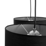 GloboStar® RAMSON 01525 Μοντέρνο Κρεμαστό Φωτιστικό Οροφής Τρίφωτο 3 x E27 Μαύρο με Ξύλο και Υφασμάτινα Καπελα Φ67 x Υ65cm