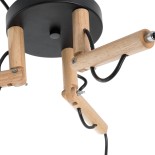 GloboStar® RAMSON 01525 Μοντέρνο Κρεμαστό Φωτιστικό Οροφής Τρίφωτο 3 x E27 Μαύρο με Ξύλο και Υφασμάτινα Καπελα Φ67 x Υ65cm