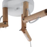 GloboStar® RAMSON 01526 Μοντέρνο Κρεμαστό Φωτιστικό Οροφής Τρίφωτο 3 x E27 Λευκό με Ξύλο και Υφασμάτινα Καπελα Φ67 x Υ65cm