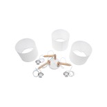 GloboStar® RAMSON 01526 Μοντέρνο Κρεμαστό Φωτιστικό Οροφής Τρίφωτο 3 x E27 Λευκό με Ξύλο και Υφασμάτινα Καπελα Φ67 x Υ65cm