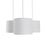 GloboStar® RAMSON 01526 Μοντέρνο Κρεμαστό Φωτιστικό Οροφής Τρίφωτο 3 x E27 Λευκό με Ξύλο και Υφασμάτινα Καπελα Φ67 x Υ65cm