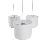 GloboStar® RAMSON 01526 Μοντέρνο Κρεμαστό Φωτιστικό Οροφής Τρίφωτο 3 x E27 Λευκό με Ξύλο και Υφασμάτινα Καπελα Φ67 x Υ65cm