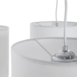 GloboStar® RAMSON 01526 Μοντέρνο Κρεμαστό Φωτιστικό Οροφής Τρίφωτο 3 x E27 Λευκό με Ξύλο και Υφασμάτινα Καπελα Φ67 x Υ65cm