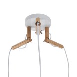 GloboStar® RAMSON 01526 Μοντέρνο Κρεμαστό Φωτιστικό Οροφής Τρίφωτο 3 x E27 Λευκό με Ξύλο και Υφασμάτινα Καπελα Φ67 x Υ65cm
