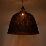 GloboStar® BAHAMAS 01569 Boho Κρεμαστό Φωτιστικό Καμπάνα Μονόφωτο 1 x E27 IP20 Καφέ Ξύλο - Μ90 x Π90 x Y90cm