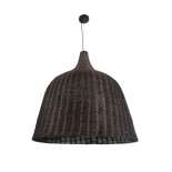 GloboStar® BAHAMAS 01569 Boho Κρεμαστό Φωτιστικό Καμπάνα Μονόφωτο 1 x E27 IP20 Καφέ Ξύλο - Μ90 x Π90 x Y90cm