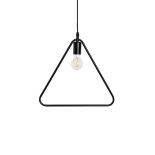 GloboStar® DELTA 01580 Μοντέρνο Κρεμαστό Φωτιστικό Γεωμετρικό Σχήμα Μονόφωτο 1 x E27 IP20 Μαύρο Μέταλλο - Μ37 x Π4 x Υ33cm