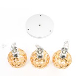 GLOBOSTAR® BOUQUET 01670 Μοντέρνο Κρεμαστό Φωτιστικό Οροφής με Ντουί 3 x E27 AC 220-240V IP20 - Χρυσό, Διάφανο & Ασημί - Μ46 x Π46 x Y23cm