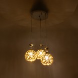 GLOBOSTAR® BOUQUET 01670 Μοντέρνο Κρεμαστό Φωτιστικό Οροφής με Ντουί 3 x E27 AC 220-240V IP20 - Χρυσό, Διάφανο & Ασημί - Μ46 x Π46 x Y23cm