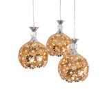 GLOBOSTAR® BOUQUET 01670 Μοντέρνο Κρεμαστό Φωτιστικό Οροφής με Ντουί 3 x E27 AC 220-240V IP20 - Χρυσό, Διάφανο & Ασημί - Μ46 x Π46 x Y23cm