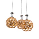 GLOBOSTAR® BOUQUET 01670 Μοντέρνο Κρεμαστό Φωτιστικό Οροφής με Ντουί 3 x E27 AC 220-240V IP20 - Χρυσό, Διάφανο & Ασημί - Μ46 x Π46 x Y23cm