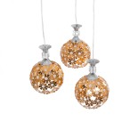 GLOBOSTAR® BOUQUET 01670 Μοντέρνο Κρεμαστό Φωτιστικό Οροφής με Ντουί 3 x E27 AC 220-240V IP20 - Χρυσό, Διάφανο & Ασημί - Μ46 x Π46 x Y23cm