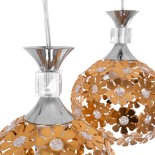 GLOBOSTAR® BOUQUET 01670 Μοντέρνο Κρεμαστό Φωτιστικό Οροφής με Ντουί 3 x E27 AC 220-240V IP20 - Χρυσό, Διάφανο & Ασημί - Μ46 x Π46 x Y23cm