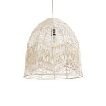 GloboStar® ALOHA 01751 Boho Κρεμαστό Φωτιστικό Καμπάνα Μονόφωτο 1 x E27 IP20 Μπεζ Ρατάν - Μ45 x Π45 x Y48cm