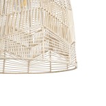 GloboStar® ALOHA 01751 Boho Κρεμαστό Φωτιστικό Καμπάνα Μονόφωτο 1 x E27 IP20 Μπεζ Ρατάν - Μ45 x Π45 x Y48cm