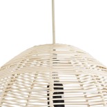 GloboStar® ALOHA 01751 Boho Κρεμαστό Φωτιστικό Καμπάνα Μονόφωτο 1 x E27 IP20 Μπεζ Ρατάν - Μ45 x Π45 x Y48cm