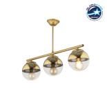 GloboStar® CITY 202-0045 Μοντέρνο Κρεμαστό Φωτιστικό Μπάλα Τρίφωτο 3 x E27 IP20 Χρυσό Μέταλλο με Διάφανο Γυαλί - Μ55 x Π15 x Υ43cm
