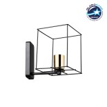 GloboStar® CYRA 203-0012 Μοντέρνο Επιτοίχιο Φωτιστικό Απλίκα Μονόφωτο 1 x E27 IP20 Μαύρο & Χρυσό Μέταλλο - Μ21 x Π21 x Υ19cm