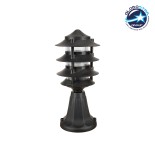 GloboStar® LANTERNA 203-0243 Μοντέρνο Επιδαπέδιο Φωτιστικό Φαναράκι Μονόφωτο 1 x E27 IP44 Μαύρο Πλαστικό Σώμα - Μ16 x Π16 x Υ35cm