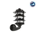 GloboStar® LANTERNA 203-0244 Μοντέρνο Επιτοίχιο Φωτιστικό Φαναράκι Μονόφωτο 1 x E27 IP44 Μαύρο Πλαστικό Σώμα - Μ24 x Π16 x Υ27.5cm