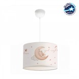 GloboStar® MOON 204-0019 Παιδικό Κρεμαστό Φωτιστικό Φιγούρα Μονόφωτο 1 x E27 IP20 Λευκό Ύφασμα - Μ28 x Π28 x Υ70cm