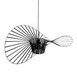 GloboStar® LUMINOVA 61466 Μοντέρνο Κρεμαστό Φωτιστικό Πλέγμα Μονόφωτο 1 x E27 IP20 Μαύρο Ύφασμα με Μαύρο Μέταλλο - Μ80 x Π80 x Υ30cm