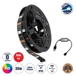 GloboStar® DIGISTRIP 90759 Set RGB Strip - Σετ Ταινίας 5 Μέτρων με Controller & Bluetooth Mobile APP - LED SMD 5050 36W/5m 150LED/5m 2880lm/m 120° DC 5V με USB 2.0 & Bluetooth Mobile APP IP20 Πολύχρωμο RGB - Dimmable - Μαύρο Σώμα - Μ500 x Π1 x Υ0.2cm - Συ