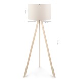 GloboStar® SAGA 204-0046 Μοντέρνο Eπιδαπέδιο Φωτιστικό Μονόφωτο 1 x E27 IP20 Μπεζ Ξύλο με Λευκό Ύφασμα - Μ38 x Π38 x Υ140cm