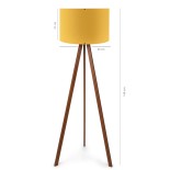 GloboStar® SAGA 204-0033 Μοντέρνο Eπιδαπέδιο Φωτιστικό Μονόφωτο 1 x E27 IP20 Καφέ Ξύλο με Κίτρινο Ύφασμα - Μ38 x Π38 x Υ140cm