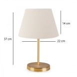 GloboStar® GLOSSY 204-0071 Μοντέρνο Eπιτραπέζιο Φωτιστικό Μονόφωτο 1 x E27 IP20 Χρυσό Μέταλλο με Λευκό Ύφασμα - Μ22 x Π22 x Υ37cm
