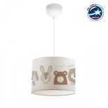 GloboStar® BEAR 204-0021 Παιδικό Κρεμαστό Φωτιστικό Φιγούρα Μονόφωτο 1 x E27 IP20 Λευκό Ύφασμα - Μ24 x Π24 x Υ70cm