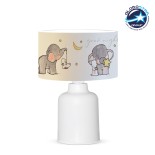 GloboStar® ELEPHANT 204-0025 Παιδικό Eπιτραπέζιο Φωτιστικό Φιγούρα Μονόφωτο 1 x E27 IP20 Λευκό & Γκρι Ύφασμα - Μ24 x Π24 x Υ32cm