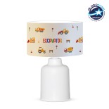 GloboStar® EXCAVATOR 204-0027 Παιδικό Eπιτραπέζιο Φωτιστικό Φιγούρα Μονόφωτο 1 x E27 IP20 Λευκό Ύφασμα - Μ24 x Π24 x Υ32cm