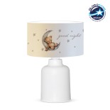 GloboStar® MOON 204-0023 Παιδικό Eπιτραπέζιο Φωτιστικό Φιγούρα Μονόφωτο 1 x E27 IP20 Λευκό Ύφασμα - Μ24 x Π24 x Υ32cm