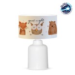 GloboStar® OWL 204-0024 Παιδικό Eπιτραπέζιο Φωτιστικό Φιγούρα Μονόφωτο 1 x E27 IP20 Λευκό & Πορτοκαλί Ύφασμα - Μ24 x Π24 x Υ32cm