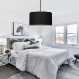 GloboStar® LOFTY 204-0092 Μοντέρνο Κρεμαστό Φωτιστικό Kαπέλο Μονόφωτο 1 x E27 IP20 Μαύρο Ύφασμα - Μ38 x Π38 x Υ26cm
