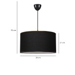 GloboStar® LOFTY 204-0092 Μοντέρνο Κρεμαστό Φωτιστικό Kαπέλο Μονόφωτο 1 x E27 IP20 Μαύρο Ύφασμα - Μ38 x Π38 x Υ26cm